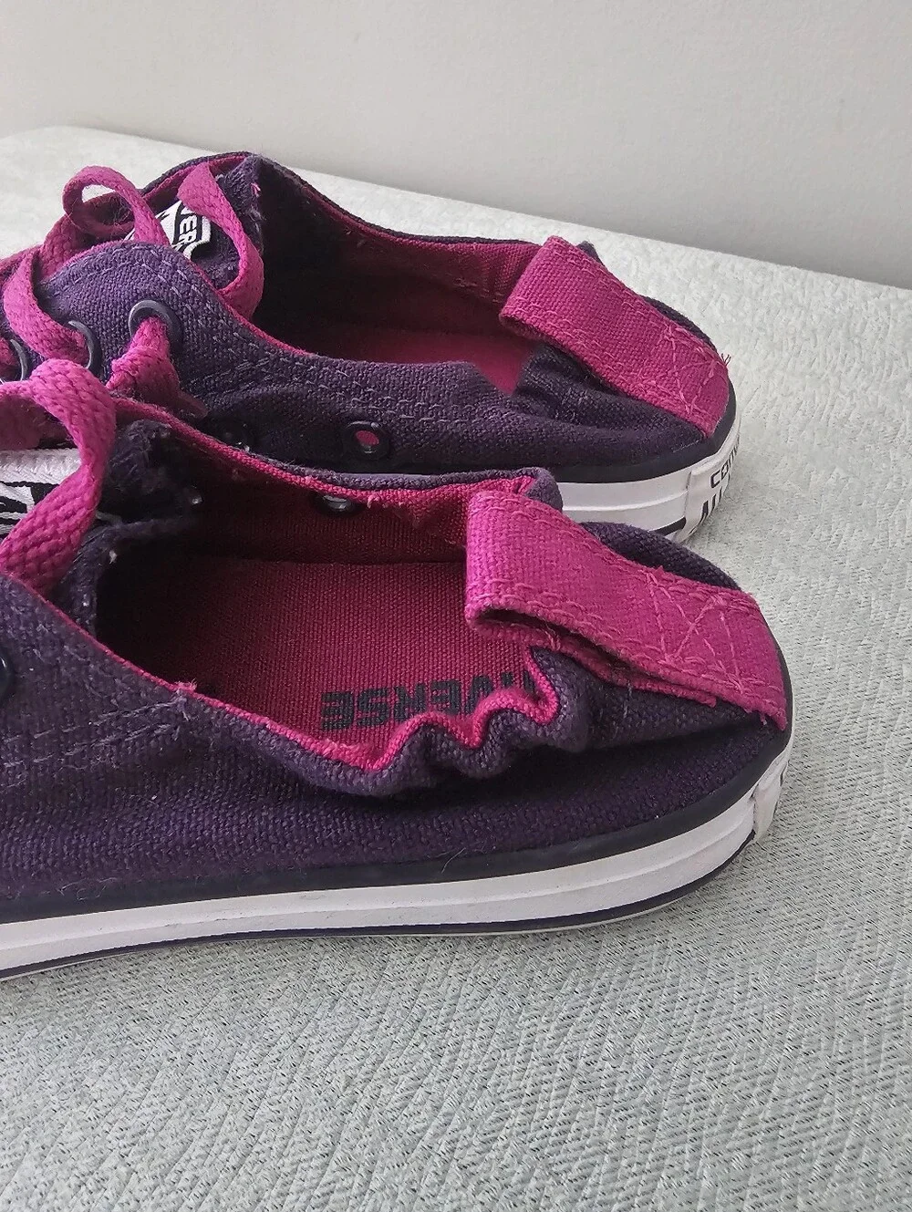 CONVERSE All Star Little Girls Purple & Pink Elastic Back Pull On Sneakers
